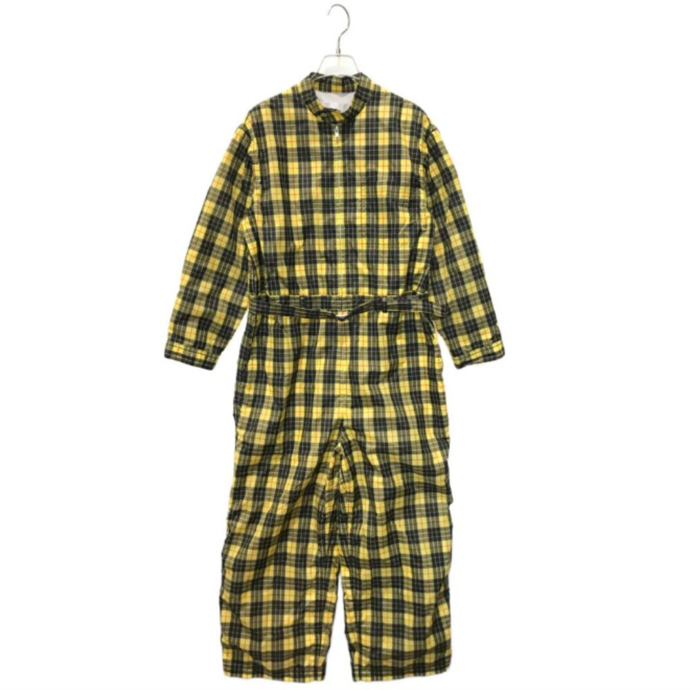 Tao Comme des Garcons Belted Yellow Plaid Nylon Jumpsuit Medium
